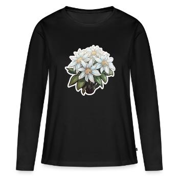 Edelweiß Blume Pflanze Berge - Frauen Premium Bio Langarmshirt - Schwarz - Vorne - Julia (174cm)