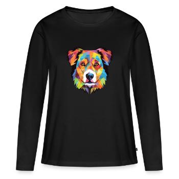 Chien de berger des Carpates race aquarelle colorée - T-shirt manches longues Premium bio Femme - noir - Devant - Julia (174cm)