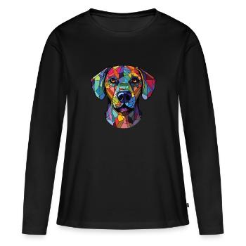 Cao De Castro Laboreiro race chien aquarelle verre - T-shirt manches longues Premium bio Femme - noir - Devant - Julia (174cm)