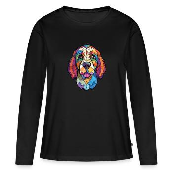 Cao De Castro Laboreiro race chien aquarelle verre - T-shirt manches longues Premium bio Femme - noir - Devant - Julia (174cm)