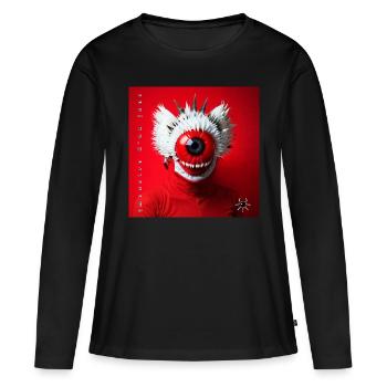 monstre #seven Rouge corail - T-shirt manches longues Premium bio Femme - noir - Devant - Julia (174cm)