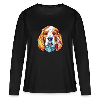 Clumber Spaniel Dog Breed Watercolor Illustration - Women's Premium Organic Long Sleeve Shirt - black - Front - Julia (174cm)