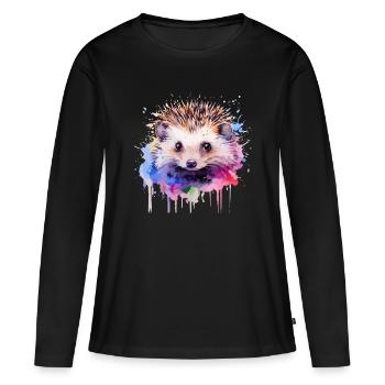Igel, niedlicher Igel - Frauen Premium Bio Langarmshirt - Schwarz - Vorne - Julia (174cm)