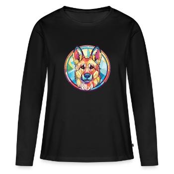 German Shepherd Dog Breed Colorful Watercolor - Women's Premium Organic Long Sleeve Shirt - black - Front - Julia (174cm)