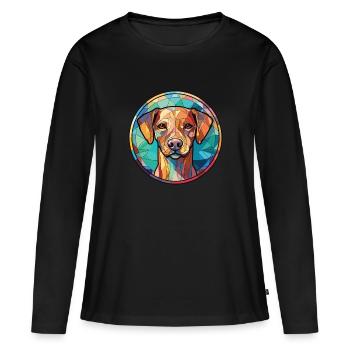 Cao De Castro Laboreiro race chien aquarelle verre - T-shirt manches longues Premium bio Femme - noir - Devant - Julia (174cm)