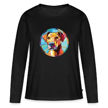 Braque Saint Germain chien race aquarelle colorée - T-shirt manches longues Premium bio Femme - noir - Devant - Julia (174cm)