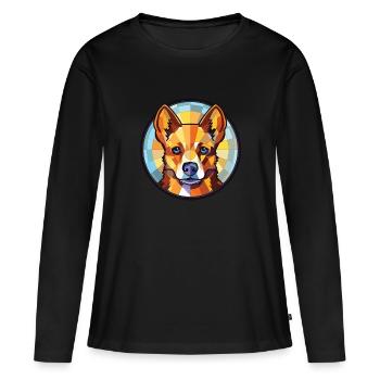 Lancashire Heeler chien race aquarelle colorée - T-shirt manches longues Premium bio Femme - noir - Devant - Julia (174cm)