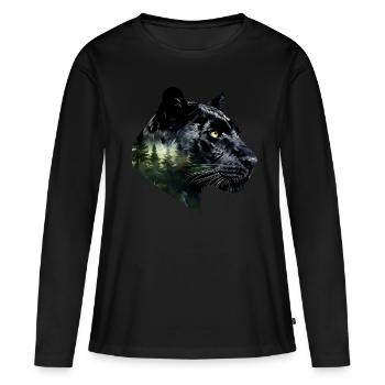 Panthère - T-shirt manches longues Premium bio Femme - noir - Devant - Julia (174cm)