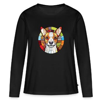 Teddy Roosevelt Terrier chien race aquarelle verre - T-shirt manches longues Premium bio Femme - noir - Devant - Julia (174cm)