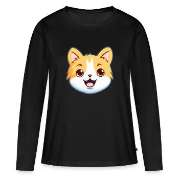 Bambino Cat Cartoon Illustration à l’aquarelle - T-shirt manches longues Premium bio Femme - noir - Devant - Julia (174cm)