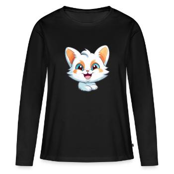 Brume australienne chat dessin animé aquarelle Clipart - T-shirt manches longues Premium bio Femme - noir - Devant - Julia (174cm)