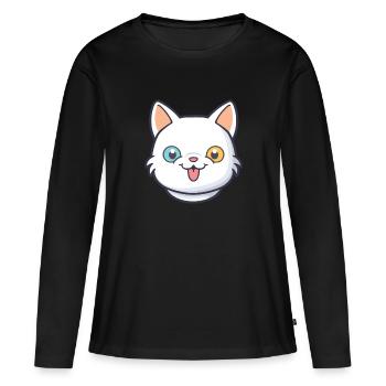 Hantilly Tiffany chat dessin animé aquarelle Clipart - T-shirt manches longues Premium bio Femme - noir - Devant - Julia (174cm)