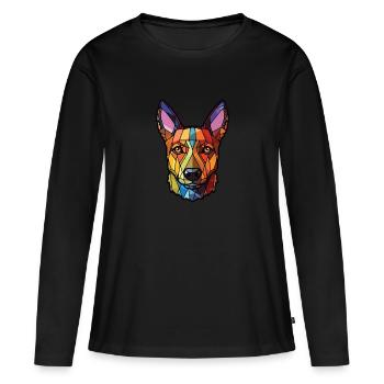 Lancashire Heeler Ormskirk Terrier chien aquarelle - T-shirt manches longues Premium bio Femme - noir - Devant - Julia (174cm)