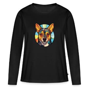 Lancashire Heeler chien race aquarelle colorée - T-shirt manches longues Premium bio Femme - noir - Devant - Julia (174cm)