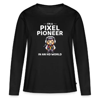 des années 80 Pixel Pioneer Avatar - Nostalgie du monde HD - T-shirt manches longues Premium bio Femme - noir - Devant - Julia (174cm)