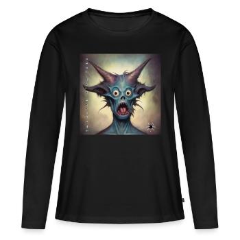 monstre #019 Oups ! - T-shirt manches longues Premium bio Femme - noir - Devant - Julia (174cm)