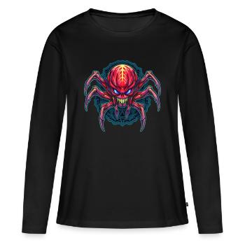 Arachnides de conception d’araignée abstraite colorée - T-shirt manches longues Premium bio Femme - noir - Devant - Julia (174cm)