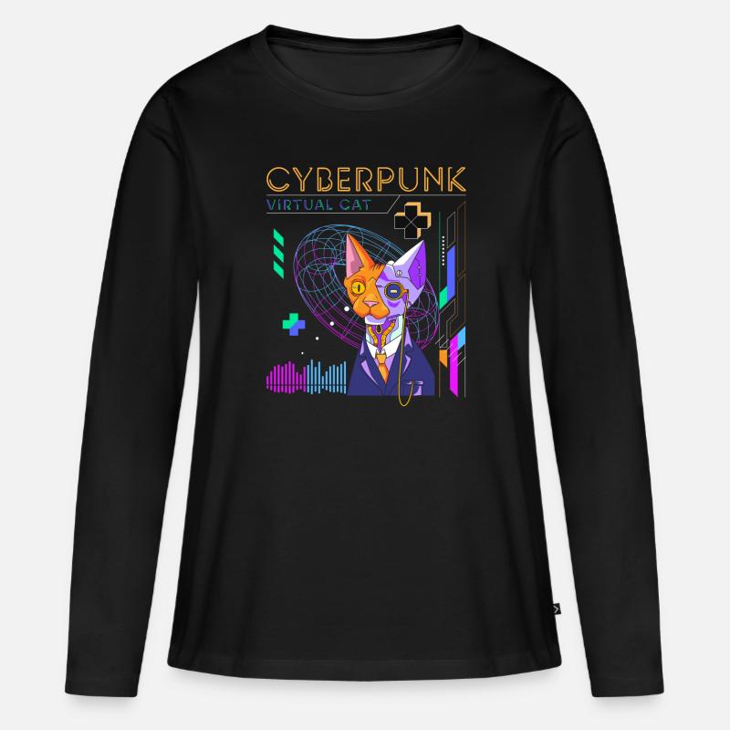 Zukunft Android Technik - Frauen Premium Bio Langarmshirt - Schwarz