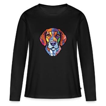 Cao De Castro Laboreiro race chien aquarelle verre - T-shirt manches longues Premium bio Femme - noir - Devant - Julia (174cm)