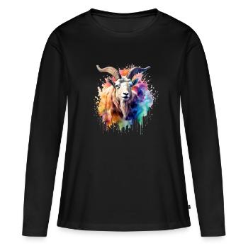 Bouc, chèvre - T-shirt manches longues Premium bio Femme - noir - Devant - Julia (174cm)