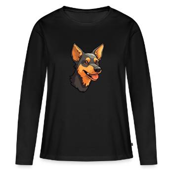 Lancashire Heeler chien race dessin animé Kawaii Illustr - T-shirt manches longues Premium bio Femme - noir - Devant - Julia (174cm)