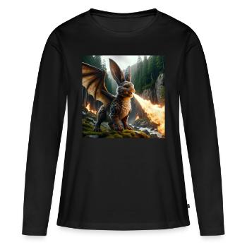 Dragon lapin cracheur de feu #13 - T-shirt manches longues Premium bio Femme - noir - Devant - Julia (174cm)