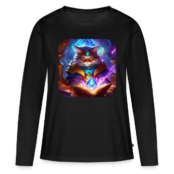 Mystical Fantasy Cat - Women's Premium Organic Long Sleeve Shirt - black - Front - Julia (174cm)