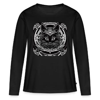 Cool gothic cat - Women's Premium Organic Long Sleeve Shirt - black - Front - Julia (174cm)