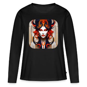 Wunderschöne Fantasy Frau - Frauen Premium Bio Langarmshirt - Schwarz - Vorne - Julia (174cm)