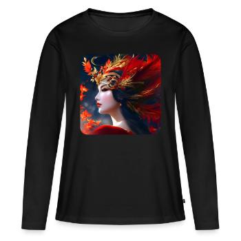 Wunderschöne Fantasy Frau - Frauen Premium Bio Langarmshirt - Schwarz - Vorne - Julia (174cm)