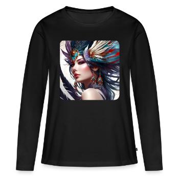 Wunderschöne Fantasy Frau - Frauen Premium Bio Langarmshirt - Schwarz - Vorne - Julia (174cm)