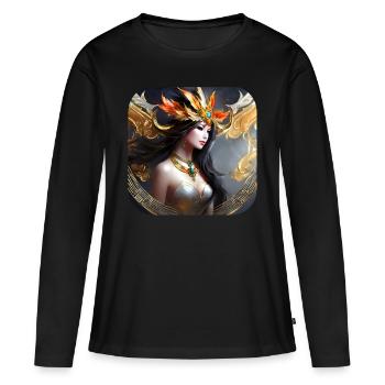 Wunderschöne Fantasy Elfe - Frauen Premium Bio Langarmshirt - Schwarz - Vorne - Julia (174cm)