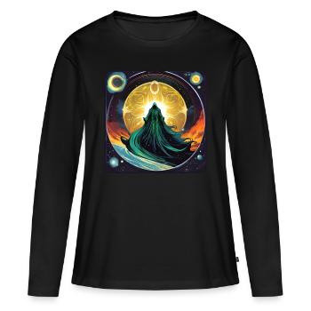 Mystical God in the Universe - Women's Premium Organic Long Sleeve Shirt - black - Front - Julia (174cm)