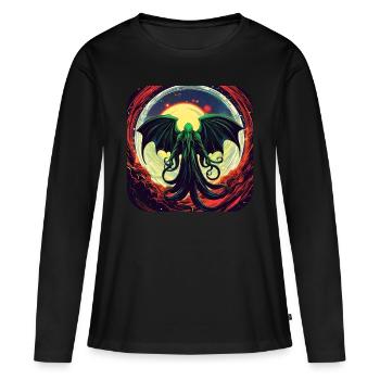 Immortal Cthulhu monster in the universe - Women's Premium Organic Long Sleeve Shirt - black - Front - Julia (174cm)