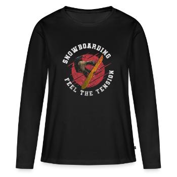 Snowboard Berg Winterurlaub - Frauen Premium Bio Langarmshirt - Schwarz - Vorne - Julia (174cm)