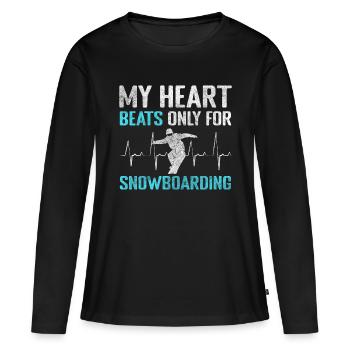 Snowboarder Schnee Berg Winterurlaub - Frauen Premium Bio Langarmshirt - Schwarz - Vorne - Julia (174cm)
