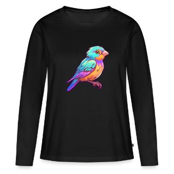 Sperling Buntes Aquarell Cartoon Kawaii Tier - Frauen Premium Bio Langarmshirt - Schwarz - Vorne - Julia (174cm)
