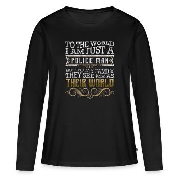 Une policière arrête la poursuite du shérif - T-shirt manches longues Premium bio Femme - noir - Devant - Julia (174cm)