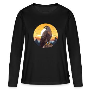 Buse colorée aquarelle dessin animé Kawaii Animal - T-shirt manches longues Premium bio Femme - noir - Devant - Julia (174cm)