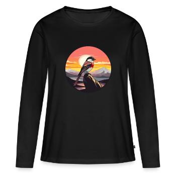 Sperling Buntes Aquarell Cartoon Kawaii Tier - Frauen Premium Bio Langarmshirt - Schwarz - Vorne - Julia (174cm)