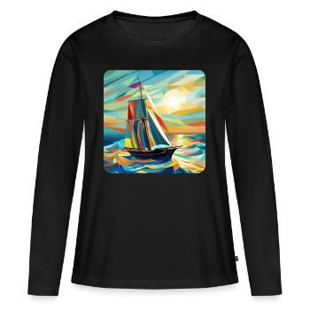 Schiff und Sonnenschein - Frauen Premium Bio Langarmshirt - Schwarz - Vorne - Julia (174cm)