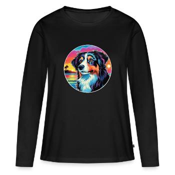 Race de chien de berger des Carpates Dessin animé coloré Wat - T-shirt manches longues Premium bio Femme - noir - Devant - Julia (174cm)