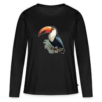 Tukan exotisch Vogel - Frauen Premium Bio Langarmshirt - Schwarz - Vorne - Julia (174cm)