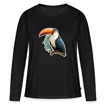 Tukan exotisch Vogel - Frauen Premium Bio Langarmshirt - Schwarz - Vorne - Julia (174cm)