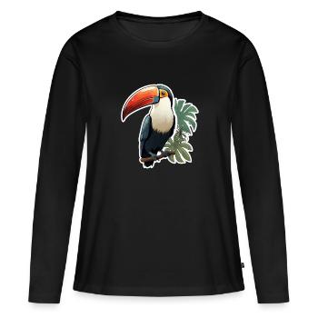 Tukan exotisch Vogel - Frauen Premium Bio Langarmshirt - Schwarz - Vorne - Julia (174cm)