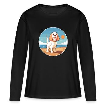 Clumber Spaniel Dog Breed Cartoon Kawaii Clipart - Women's Premium Organic Long Sleeve Shirt - black - Front - Julia (174cm)