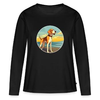 Foxhound anglais chien race Cartoon Kawaii Clipart - T-shirt manches longues Premium bio Femme - noir - Devant - Julia (174cm)