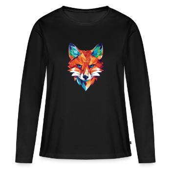 Érudit Renard Coloré Aquarelle Animal Animal Dessin Animé - T-shirt manches longues Premium bio Femme - noir - Devant - Julia (174cm)