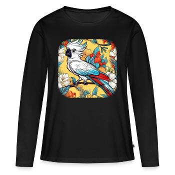Cute Cockatoo Parrot - Women's Premium Organic Long Sleeve Shirt - black - Front - Julia (174cm)