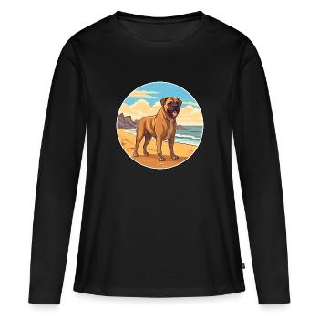 Perro de Presa Canario Hunderasse Cartoon Kawaii - Frauen Premium Bio Langarmshirt - Schwarz - Vorne - Julia (174cm)